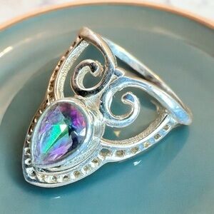 Mystic Fire Topaz Sterling Silver Ring (7.5)